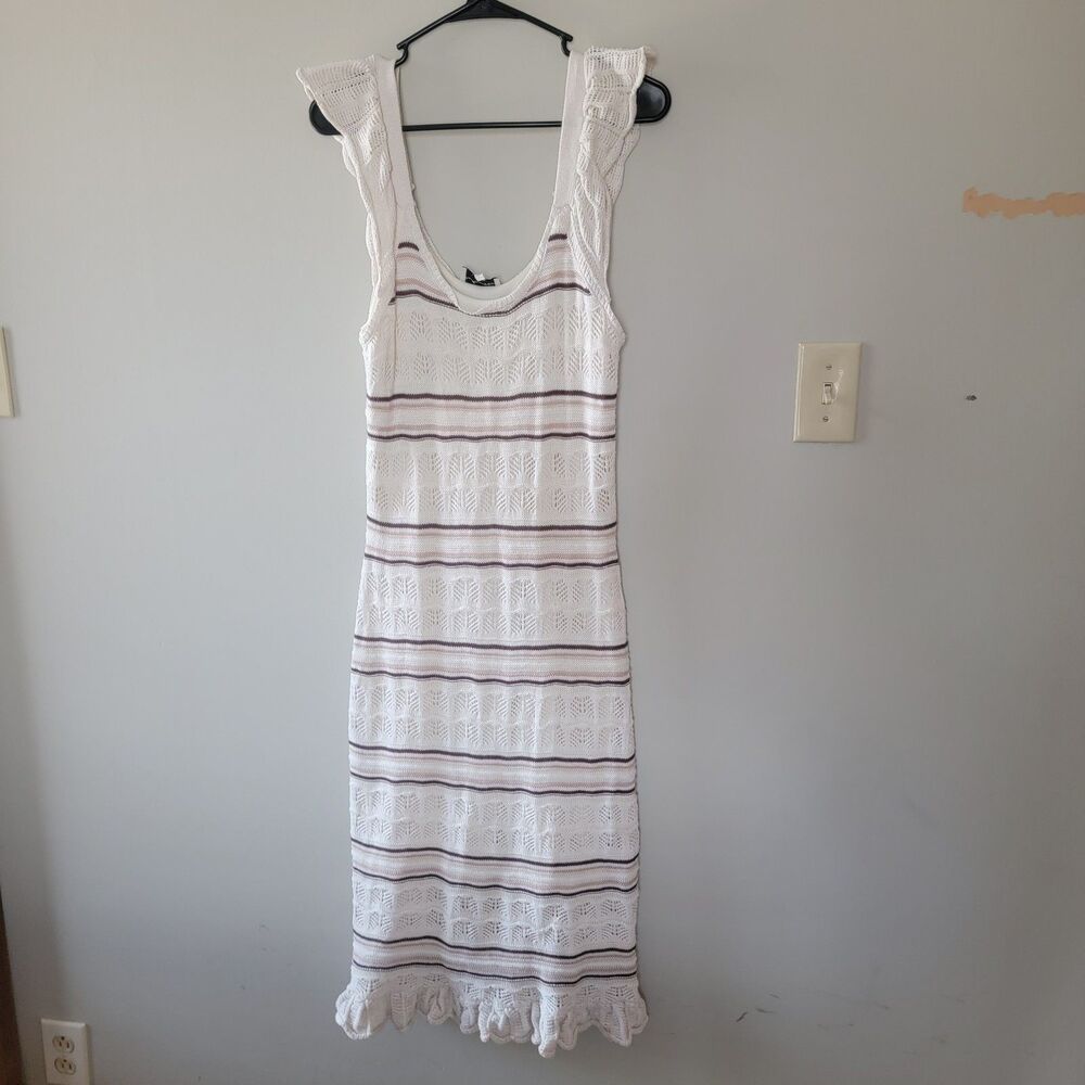 Y2K Freshman 1996 Maxi Dress Size Large Knitted Striped Fitted Snug